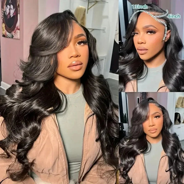 Heyju 18 Inch 200% Density Body Wave 13x4 HD Transparent Lace Front Human Hair Wig Pre Plucked