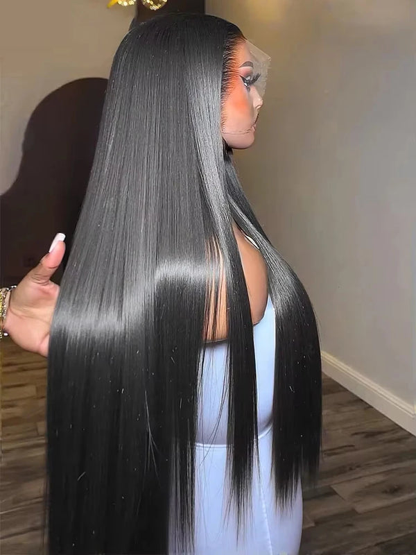 Brazilian 28 Inch Bone Straight Human Hair Wig 250 Density 13x6 HD Lace Front