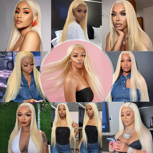 613 Blonde 13x4 Lace Front Human Hair Wig Pre Plucked Straight Brazilian 40 Inch