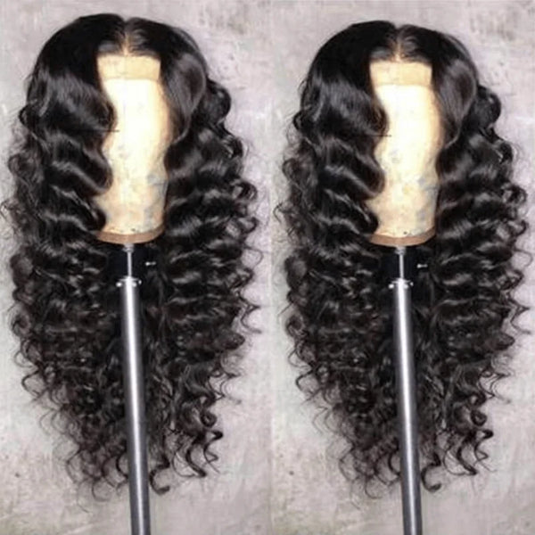Deep Wave Human Hair Wig 13x4 Lace Front Wig For Women 200% Density Pre-Plucked With Baby Hair Transparent Lace Wig 22 Inch