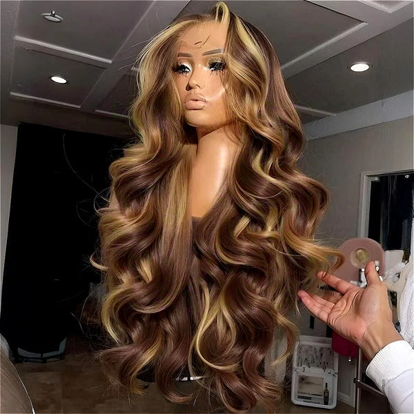 20 Inch 4/27 Honey Blonde Body Wave 13x4 HD Lace Front Wig Human Hair 250% Density